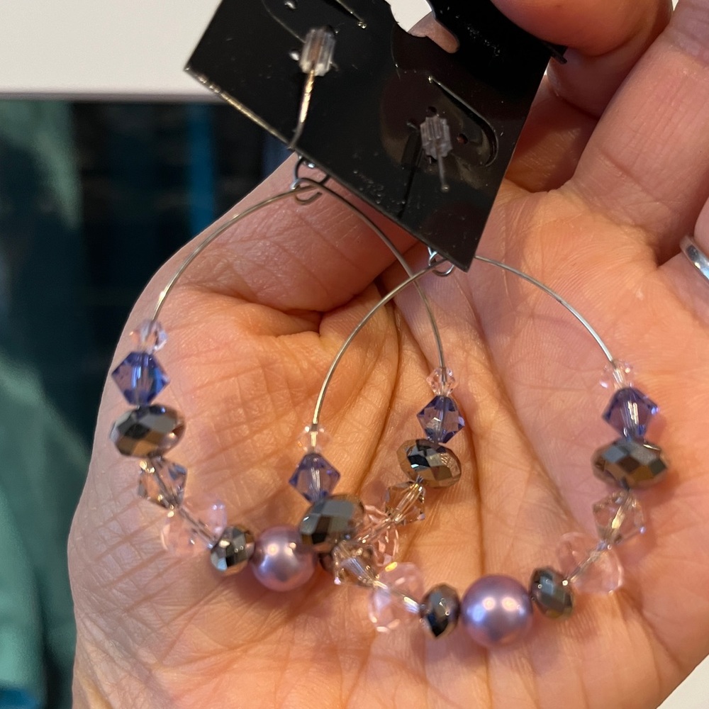 Purple pink dangly earrings